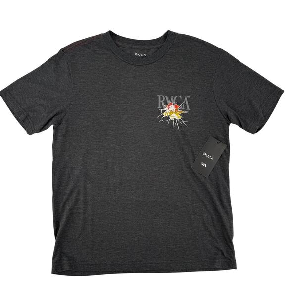 RVCA Balance Of Opposites T Shirt Big Boys Size Large Front Back Print Gray - Picture 1 of 7